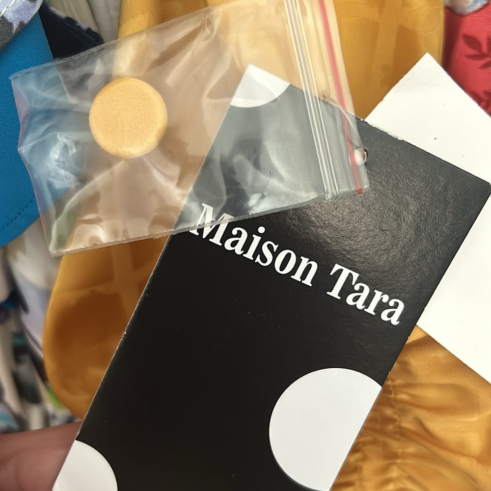 💛”Maison Tara” NWT Mustard/Gold Satin Midi Dress w/ Front Tie Detail Size 18W💛 - Picture 14 of 14